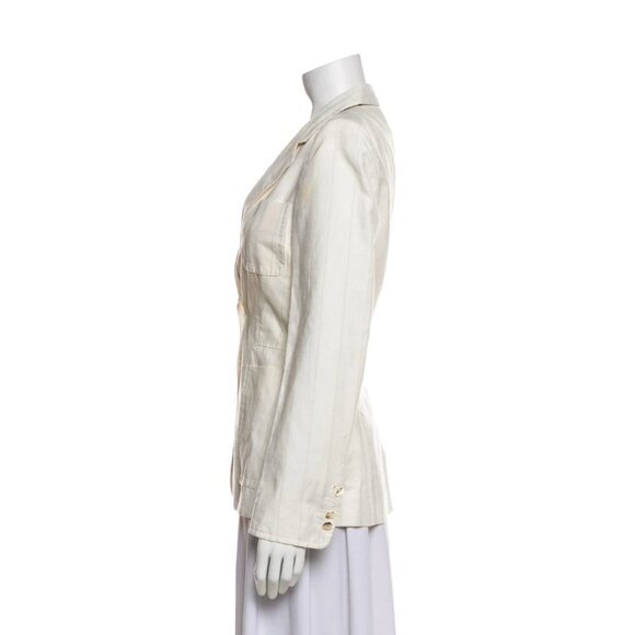Vintage Gucci Womens Blazer Pockets BeigeButton SZ M - Picture 3 of 4